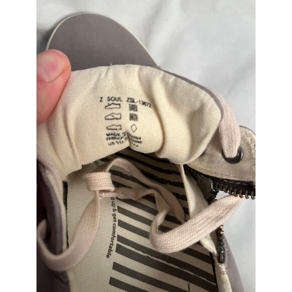 Taos Canvas Zip Lace Sneakers Gray Taupe Men's Size 10.5 - Picture 7 of 8